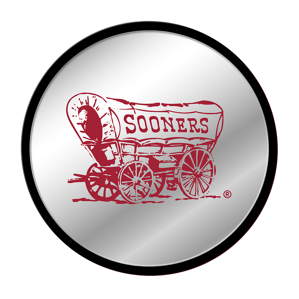 Oklahoma Sooners WAGON Modern Disc Mirrored Wall Sign