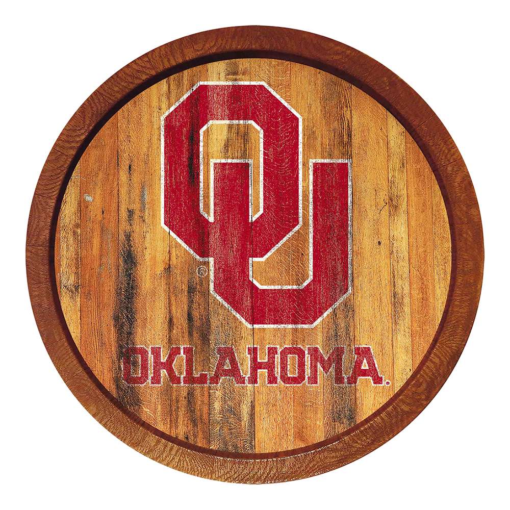 Oklahoma Sooners Weathered FAUX Barrel Top Sign