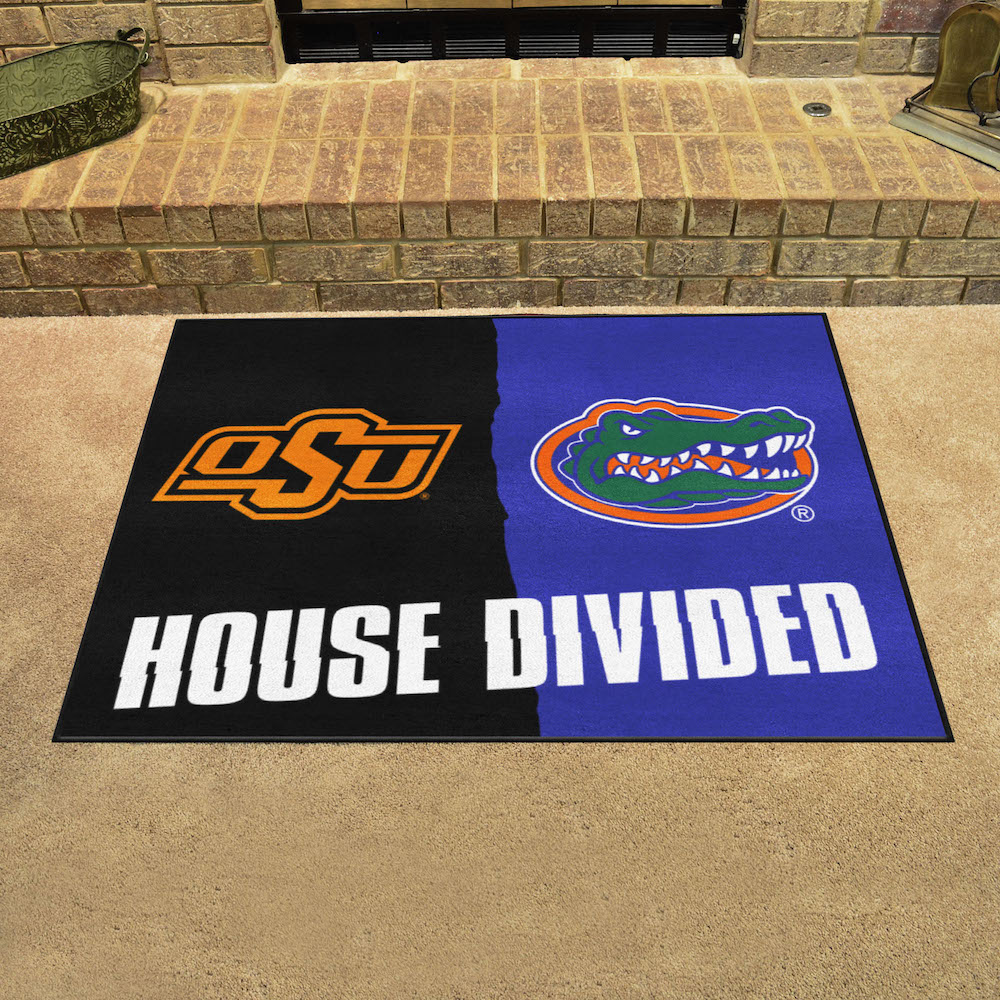 NCAA House Divided Rivalry Rug Oklahoma State Cowboys - Florida Gators