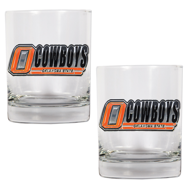 Oklahoma State Cowboys NCAA Logo 2pc Rocks Glass Set