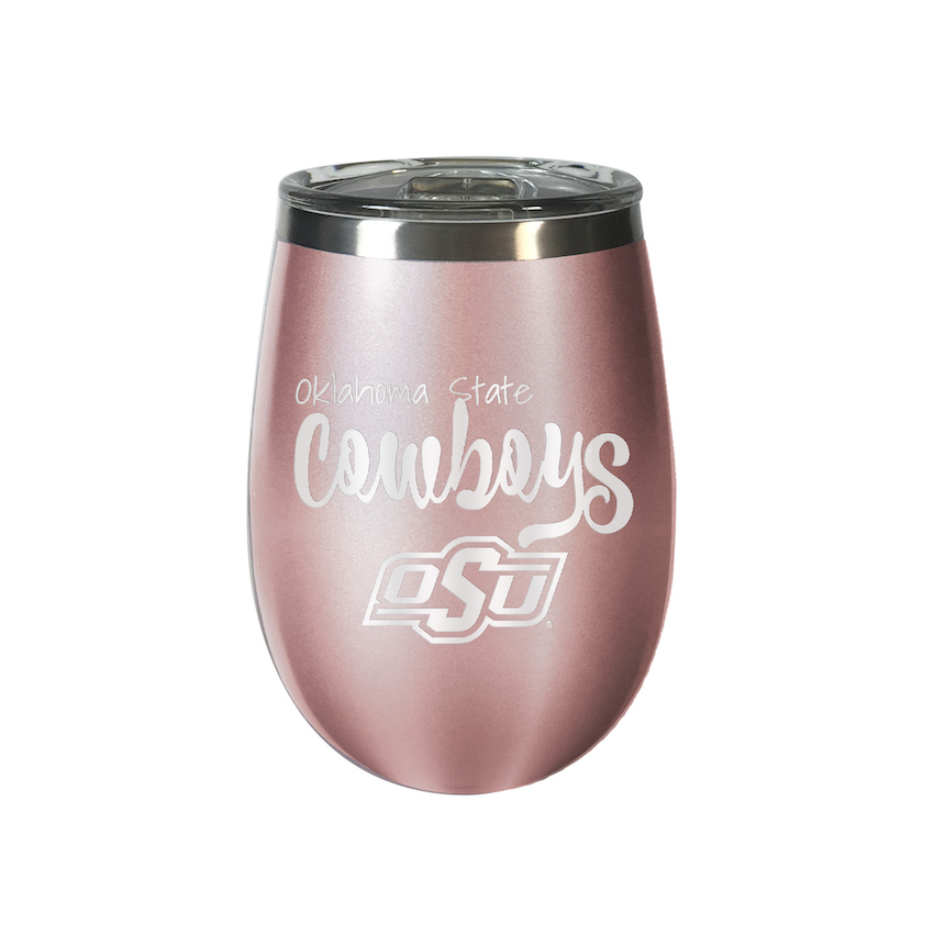 Oklahoma State Cowboys 10 oz Rose Gold Wine Tumbler