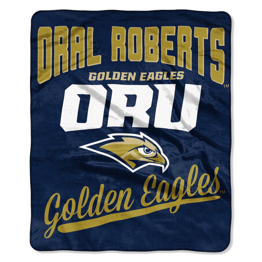 Oral Roberts Golden Eagles Plush Fleece Raschel Blanket 50 x 60