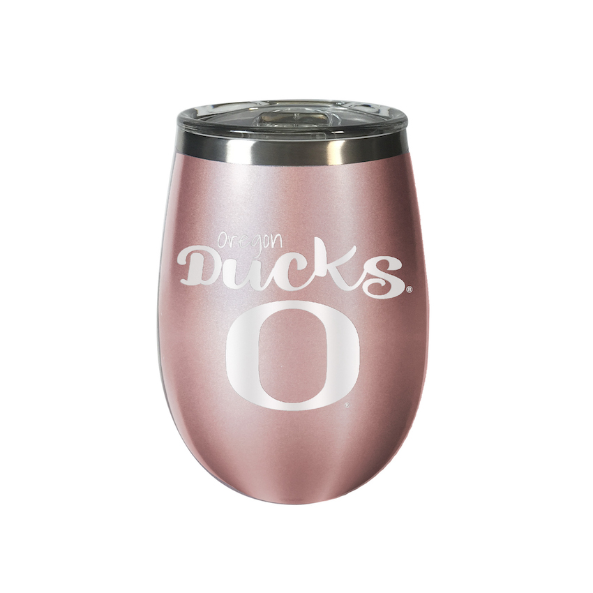 Oregon Ducks 10 oz Rose Gold Wine Tumbler
