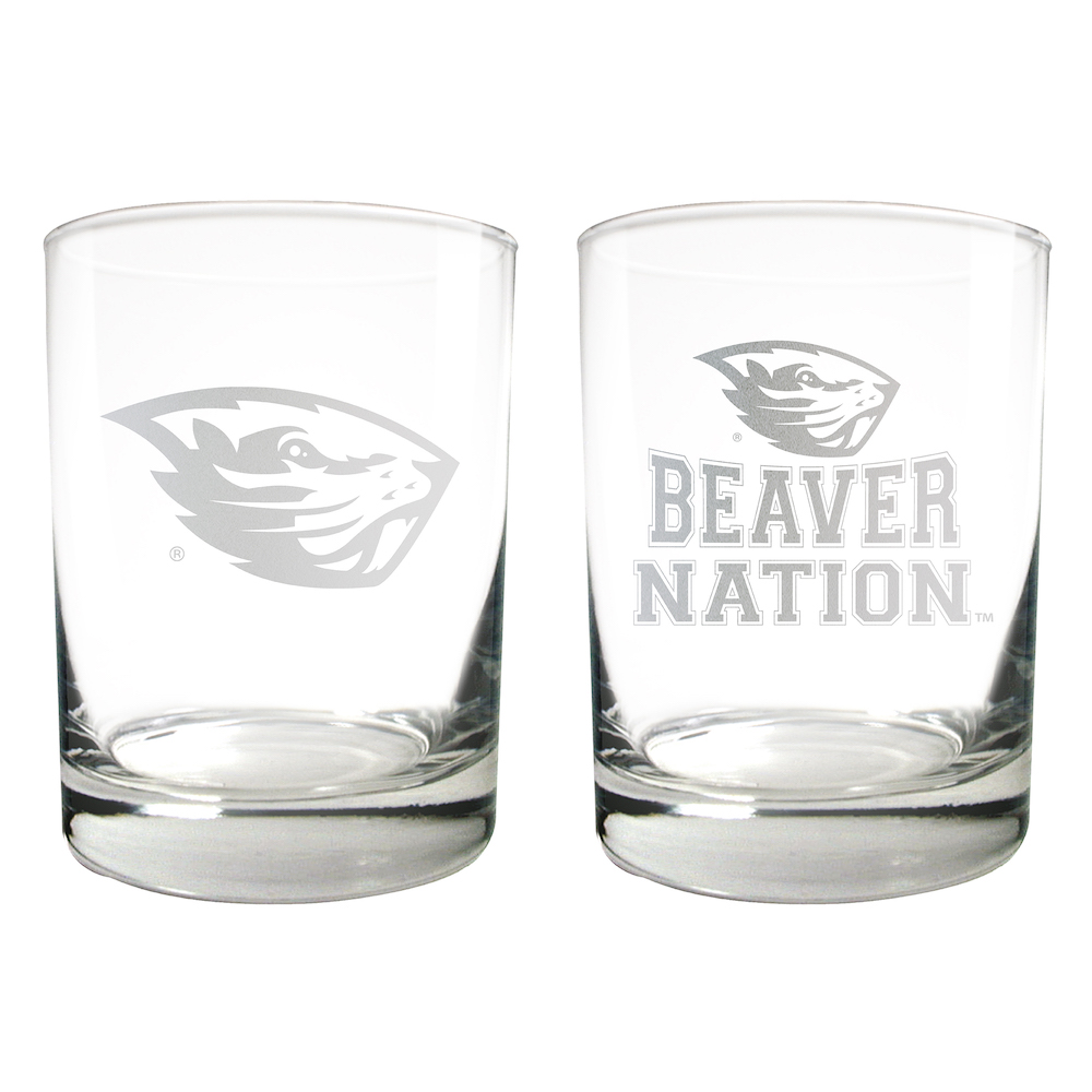 Oregon State Beavers 2pc Rocks Glass Set