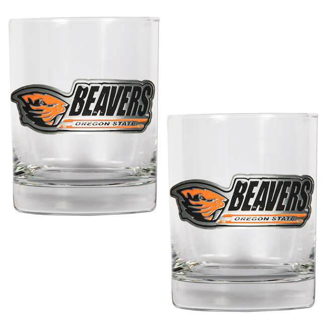 Oregon State Beavers NCAA Logo 2pc Rocks Glass Set