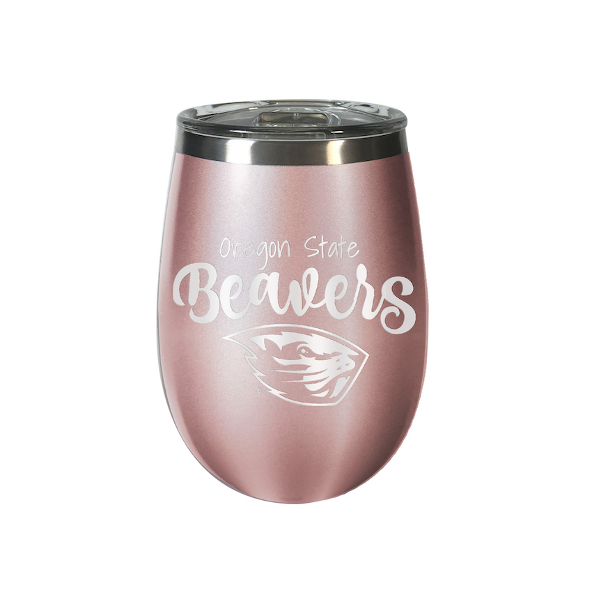 Oregon State Beavers 10 oz Rose Gold Wine Tumbler