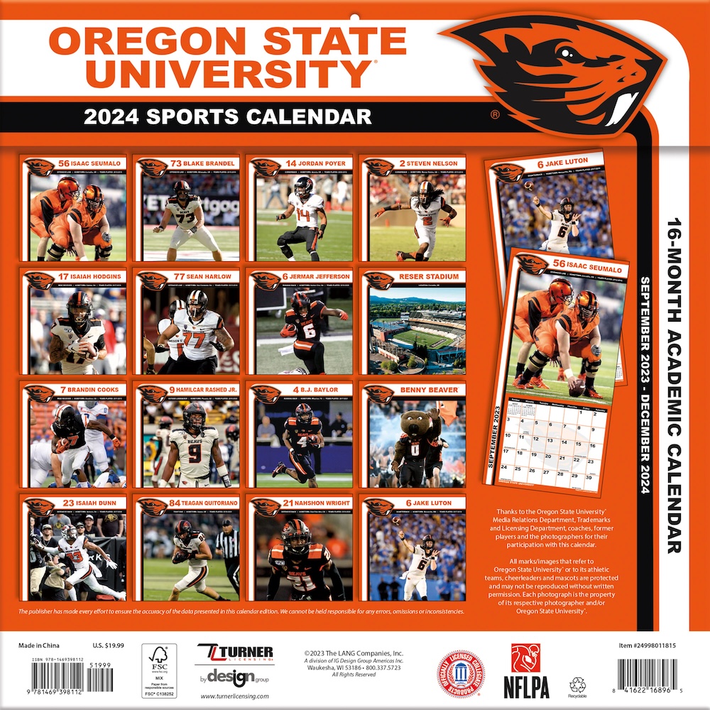 Oregon State Beavers 2025 NCAA Team Wall Calendar