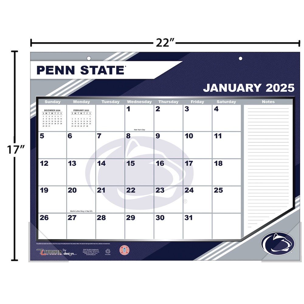 Penn State Nittany Lions 2025 NCAA 22 X 17 Desk Calendar