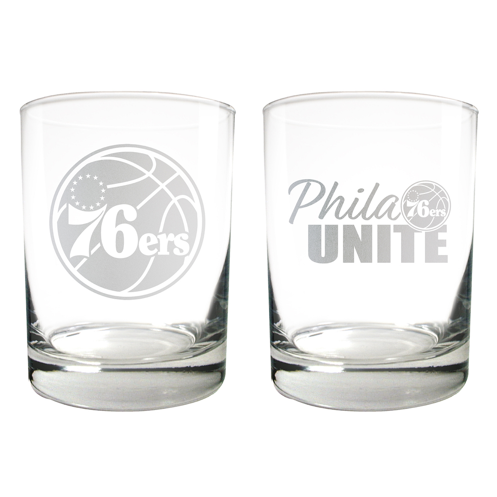 Philadelphia 76ers 2pc Rocks Glass Set