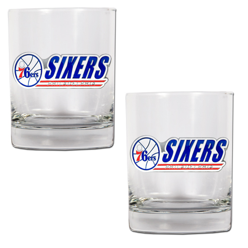 Philadelphia 76ers NBA Logo 2pc Rocks Glass Set