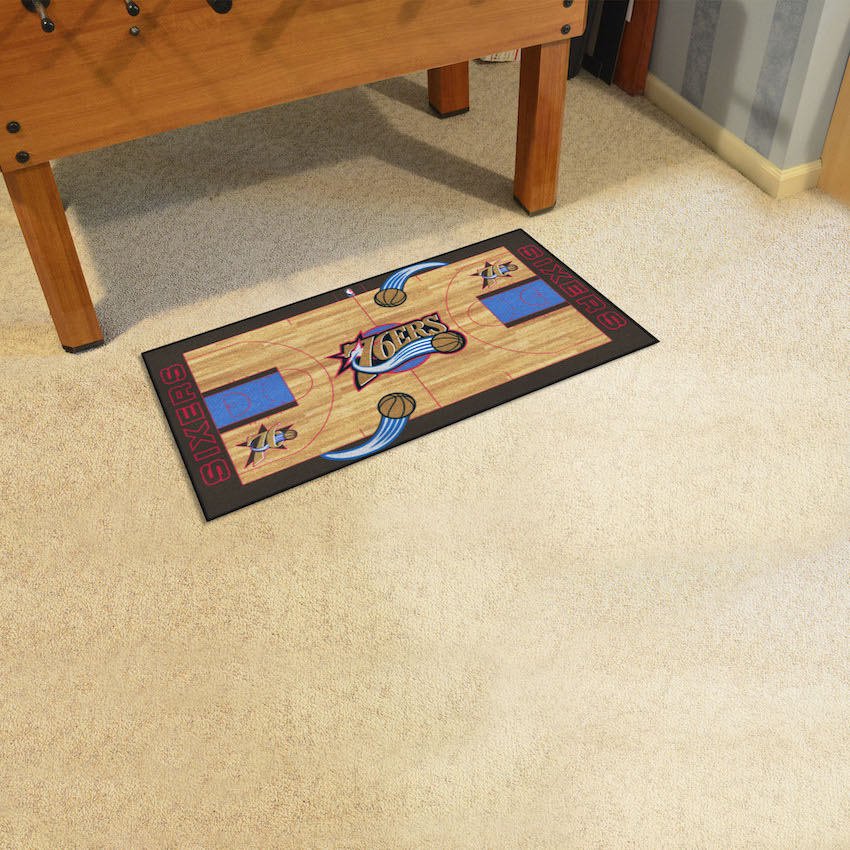 Philadelphia 76ers Vintage 24 x 44 Basketball Court Carpet Runner - Throwback Logo