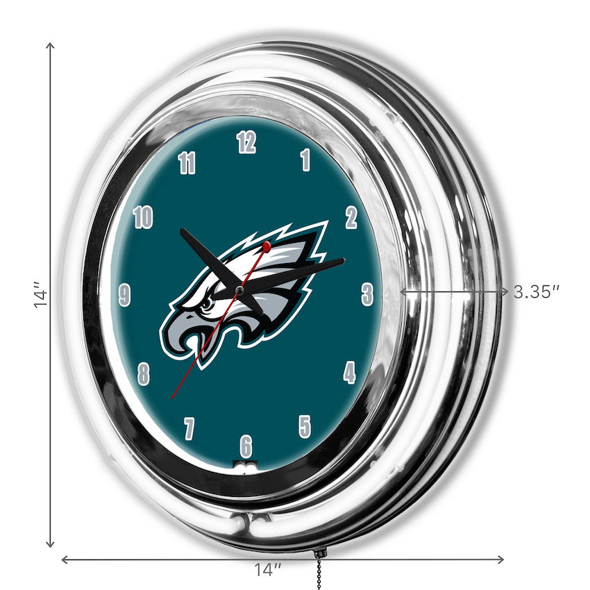 Philadelphia Eagles Chrome NEON Clock 14 inch