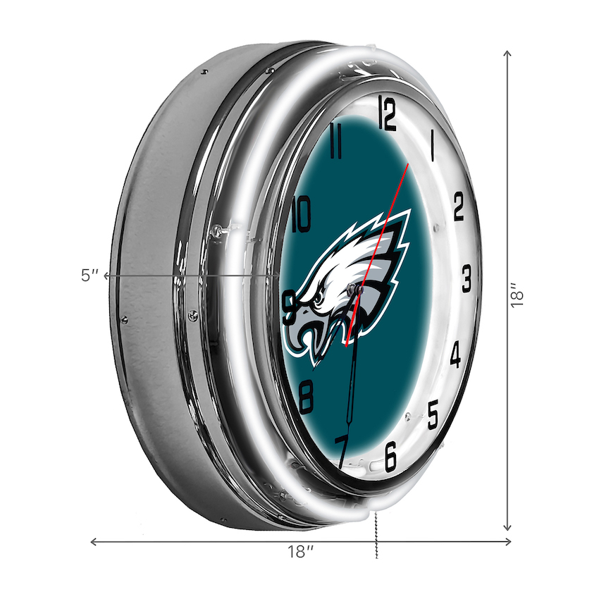 Philadelphia Eagles Chrome NEON Clock 18 inch