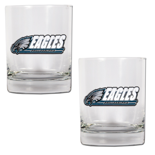 Philadelphia Eagles NFL Logo 2pc Rocks Glass Set