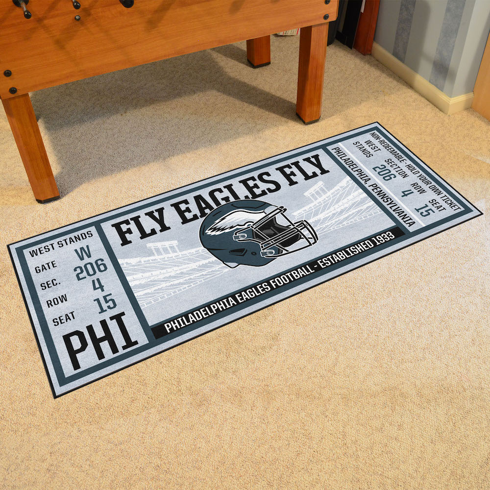 Philadelphia Eagles 30 x 72 Game Ticket Carpet Runner