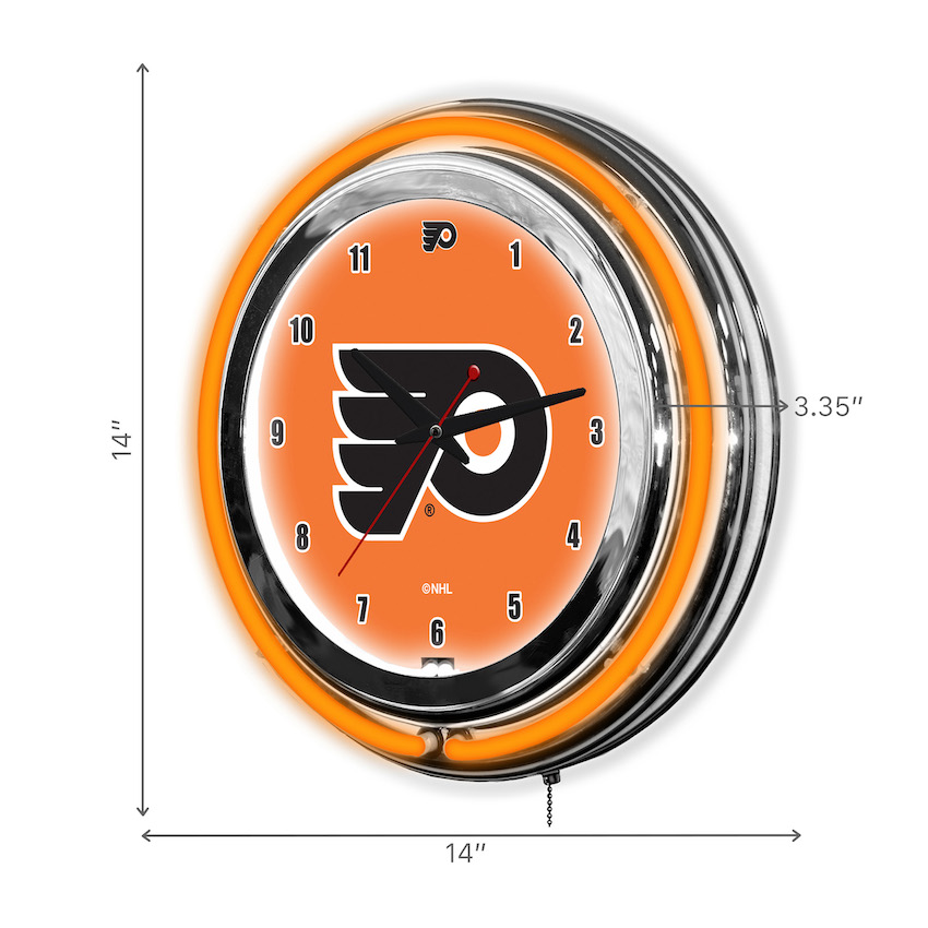 Philadelphia Flyers Chrome NEON Clock 14 inch