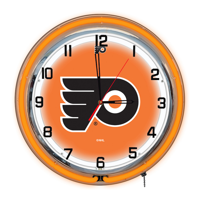 Philadelphia Flyers Chrome NEON Clock 18 inch