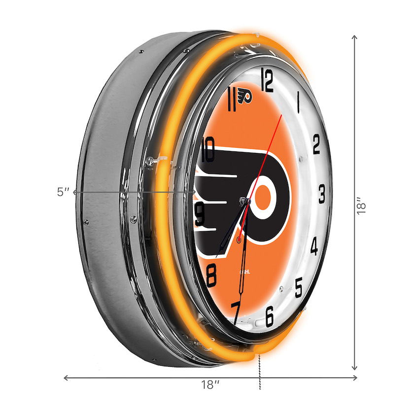 Philadelphia Flyers Chrome NEON Clock 18 inch