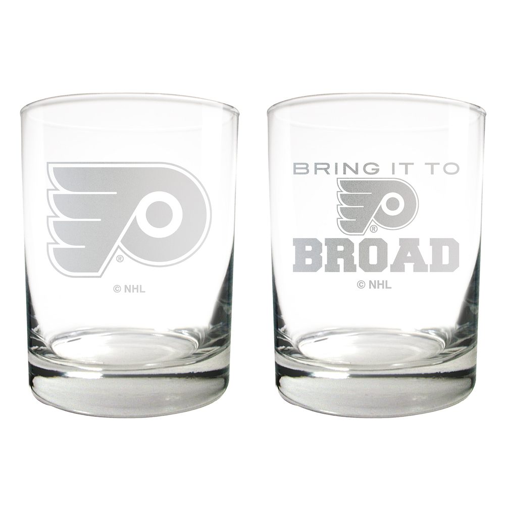 Philadelphia Flyers 2pc Rocks Glass Set