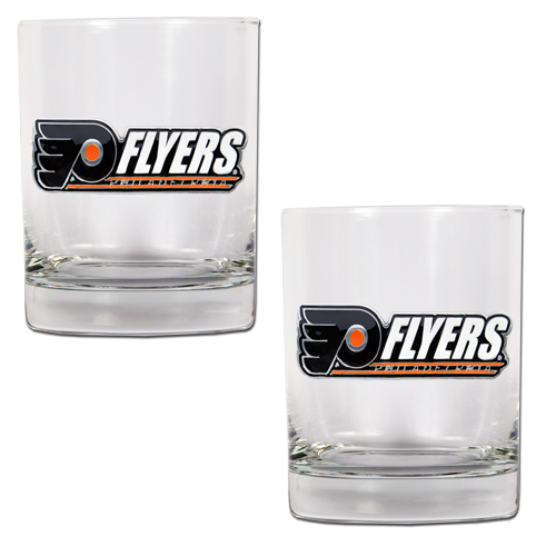 Philadelphia Flyers NHL Logo 2pc Rocks Glass Set