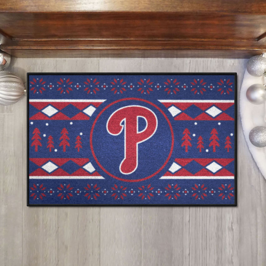 Philadelphia Phillies ALT LOGO Holiday Sweater Themed 20 x 30 STARTER Floor Mat