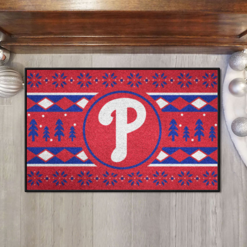 Philadelphia Phillies Holiday Sweater Themed 20 x 30 STARTER Floor Mat