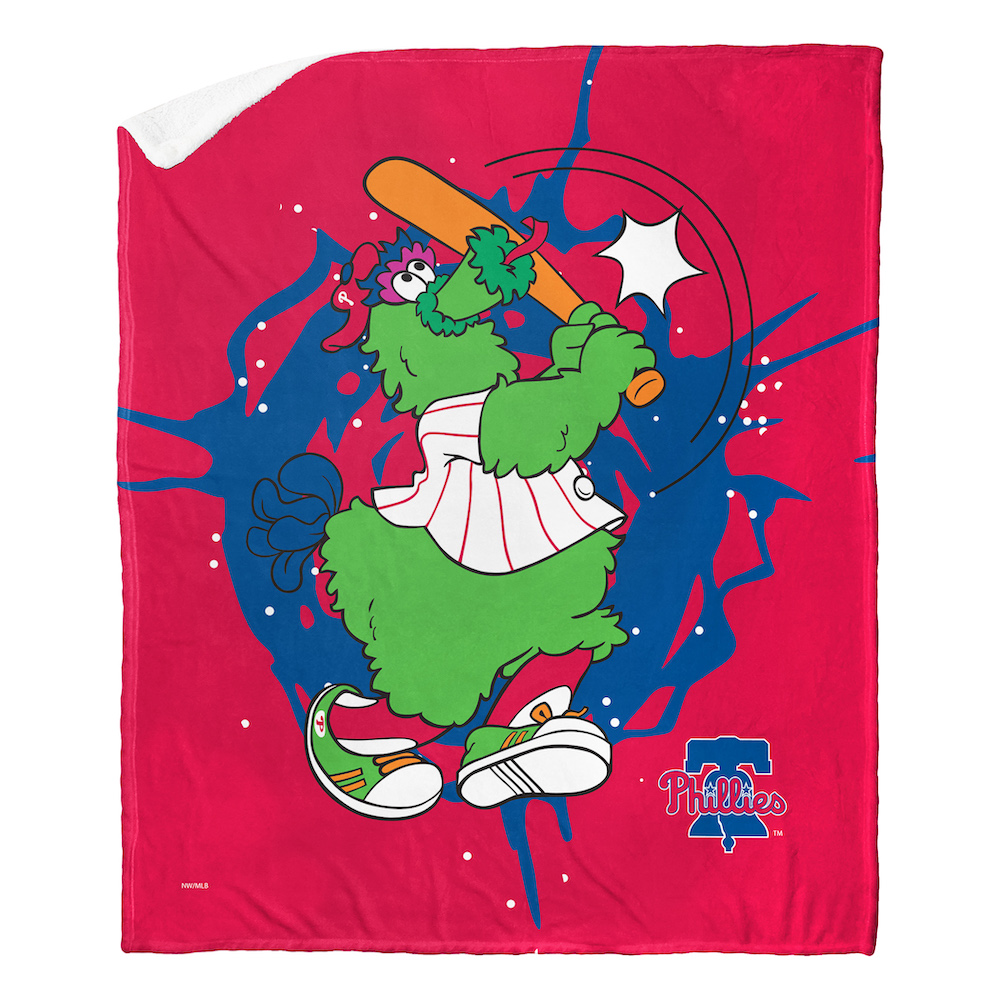 Philadelphia Phillies MASCOT Silk Sherpa Throw Blanket