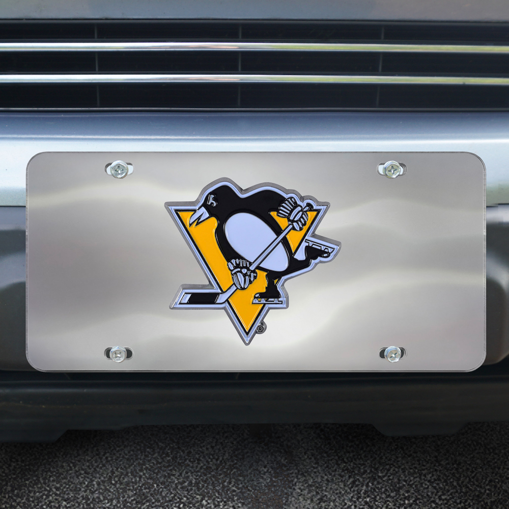 Pittsburgh Penguins Stainless Steel Die-cast License Plate