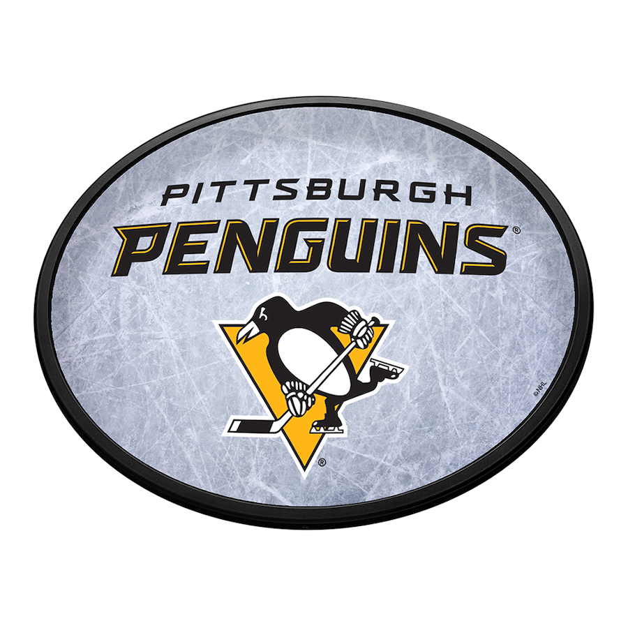 Pittsburgh Penguins Slimline Oval LED Wall Sign ~ ICE RINK