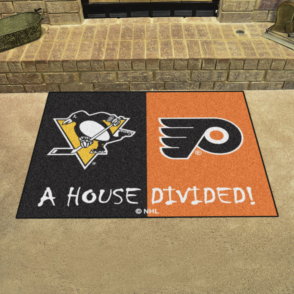 NHL House Divided Rivalry Rug Pittsburgh Penguins - Philadelphia Flyers