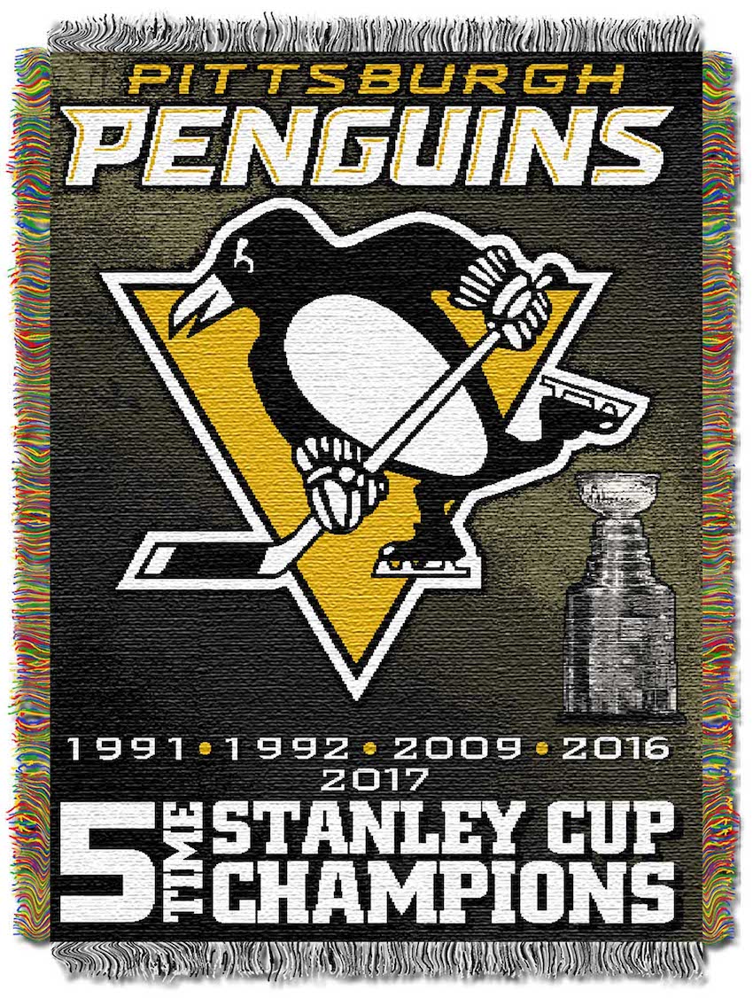 Pittsburgh Penguins Commemorative Stanley Cup Tapestry Throw