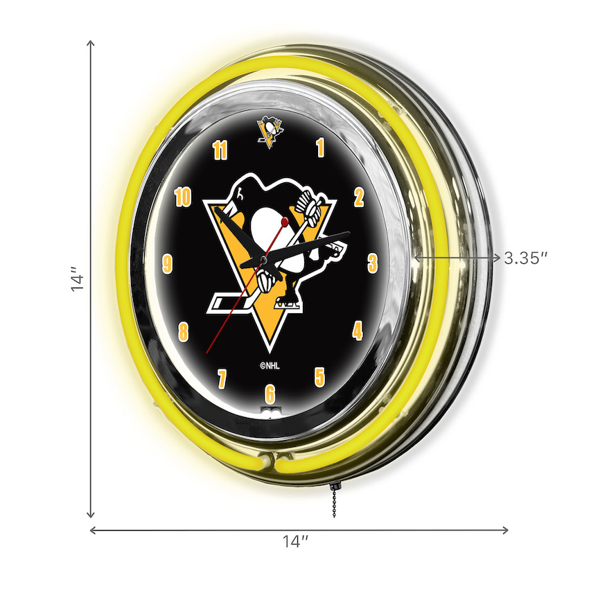 Pittsburgh Penguins Chrome NEON Clock 14 inch