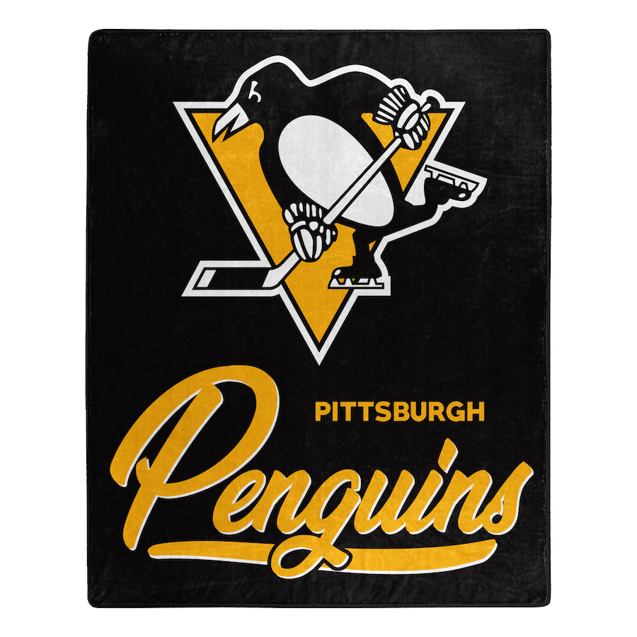 Pittsburgh Penguins Plush Fleece Raschel Blanket 50 x 60