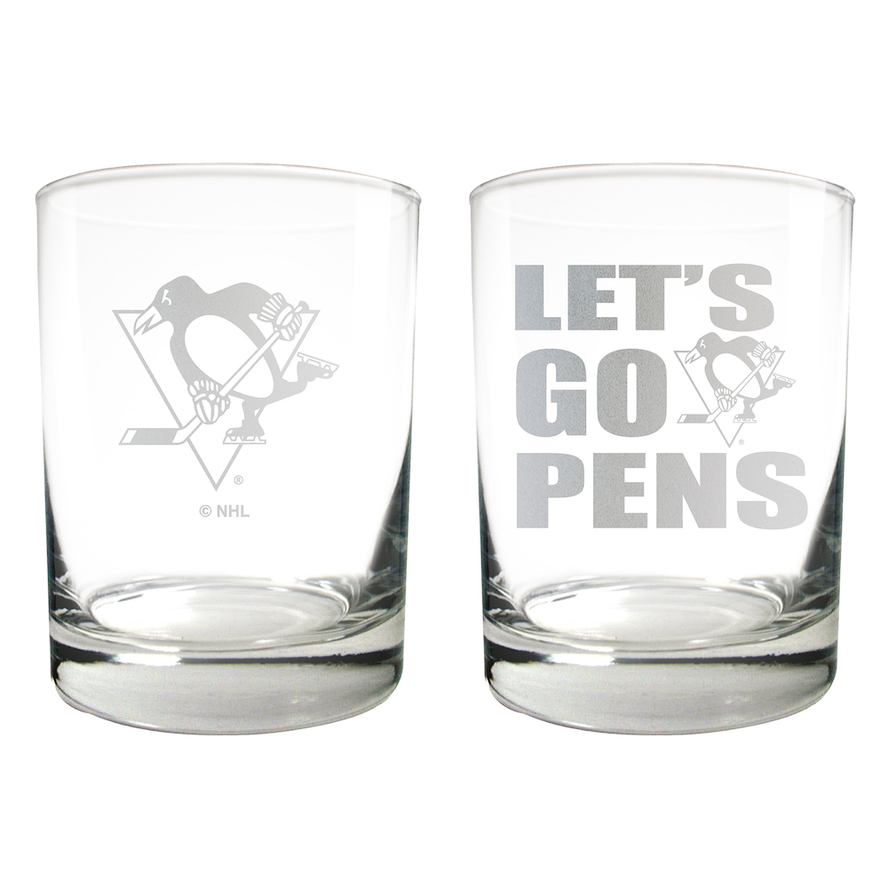 Pittsburgh Penguins 2pc Rocks Glass Set