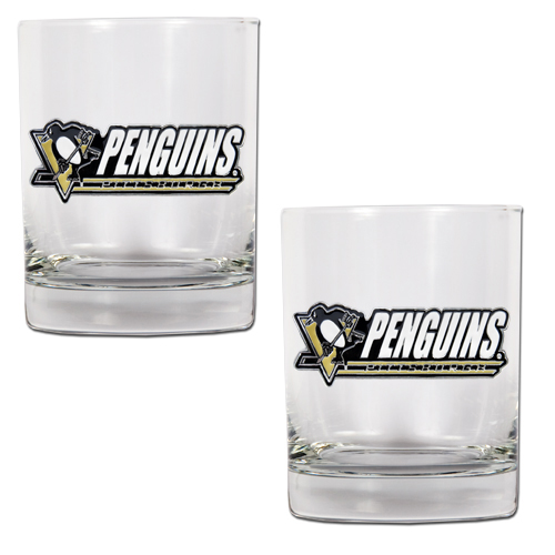 Pittsburgh Penguins NHL Logo 2pc Rocks Glass Set