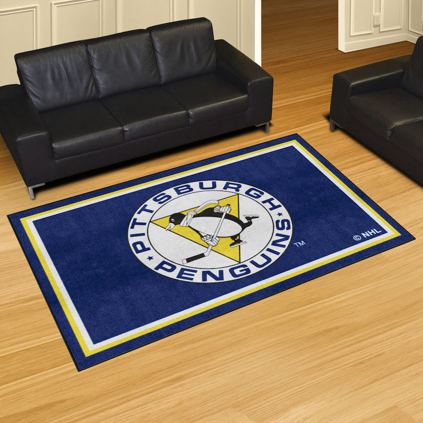 Pittsburgh Penguins Vintage 5x8 Area Rug - Throwback Logo