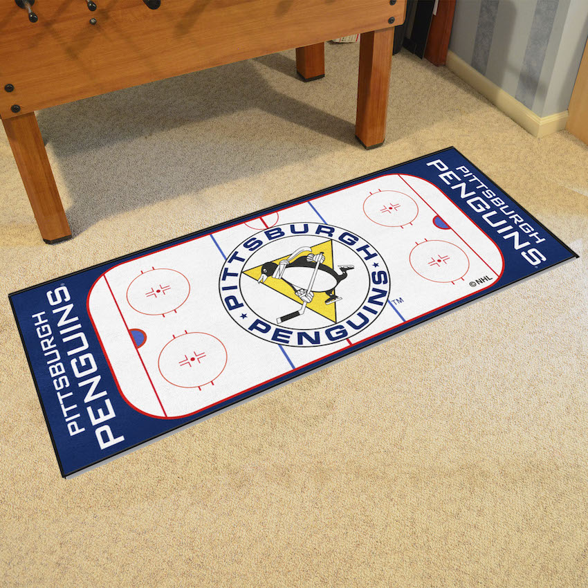 Pittsburgh Penguins Vintage 30 x 72 Hockey Rink Carpet Runner - Throwback Logo