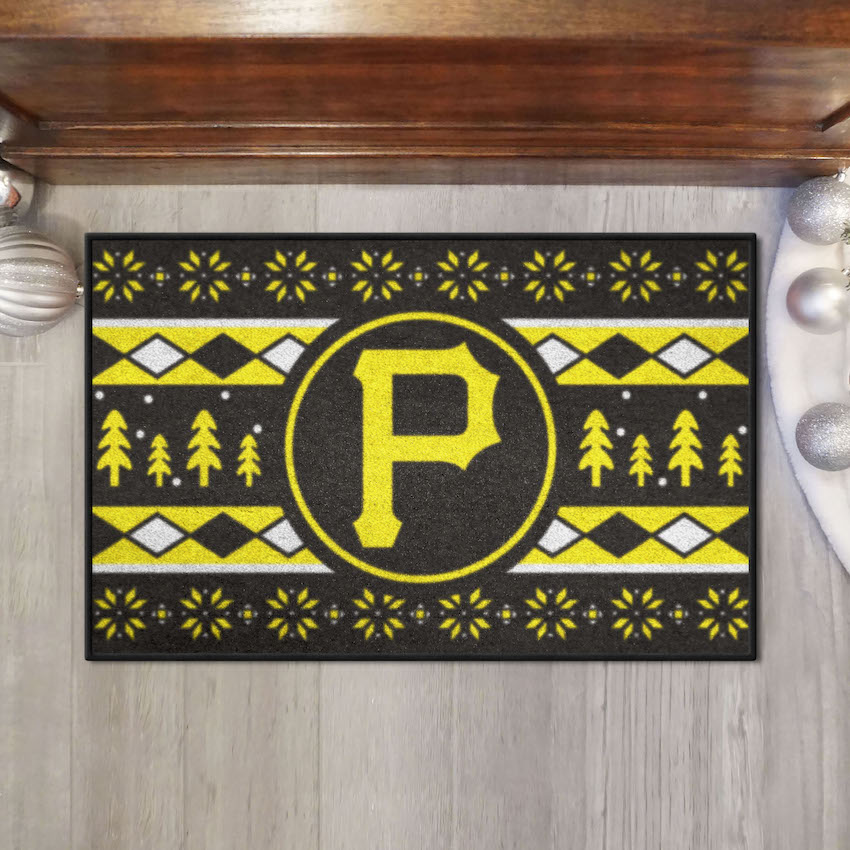 Pittsburgh Pirates Holiday Sweater Themed 20 x 30 STARTER Floor Mat