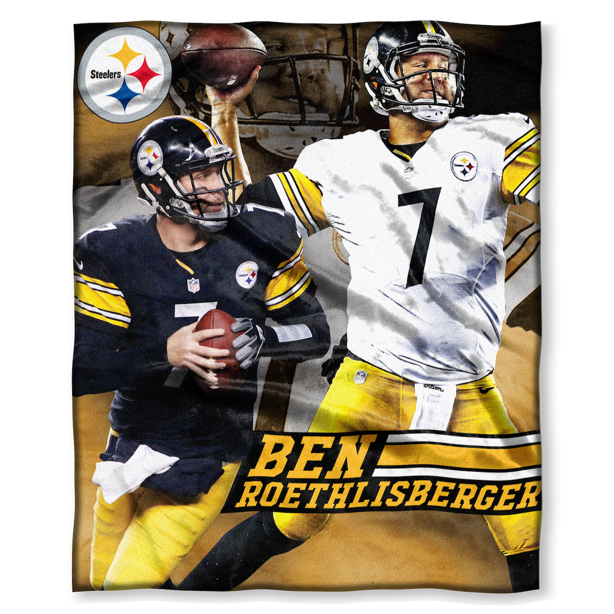 Pittsburgh Steelers Ben Roethlisberger Silk Touch Throw Blanket 50 x 60