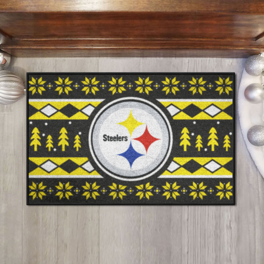 Pittsburgh Steelers Holiday Sweater Themed 20 x 30 STARTER Floor Mat