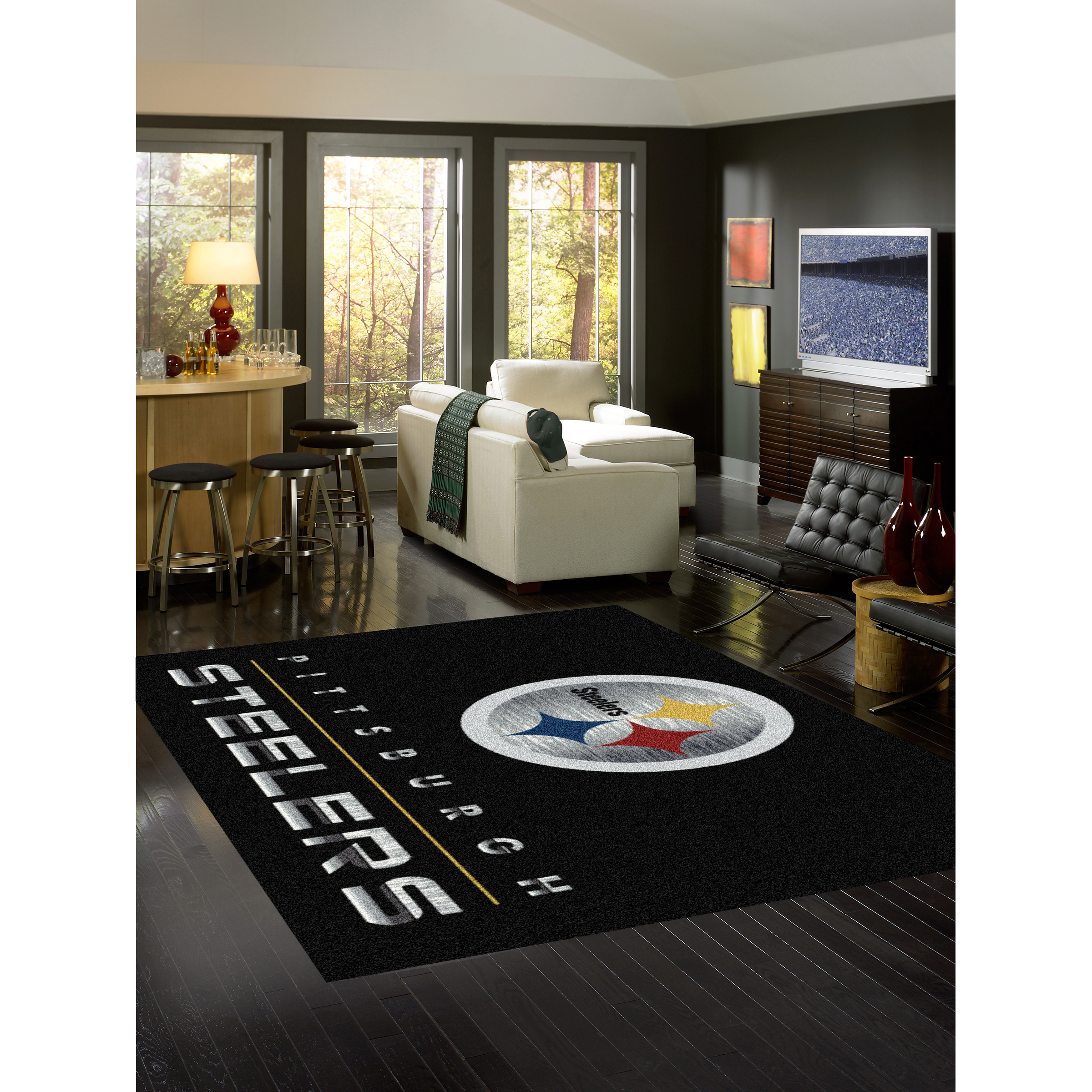 Pittsburgh Steelers 4 X 6 CHROME Rug