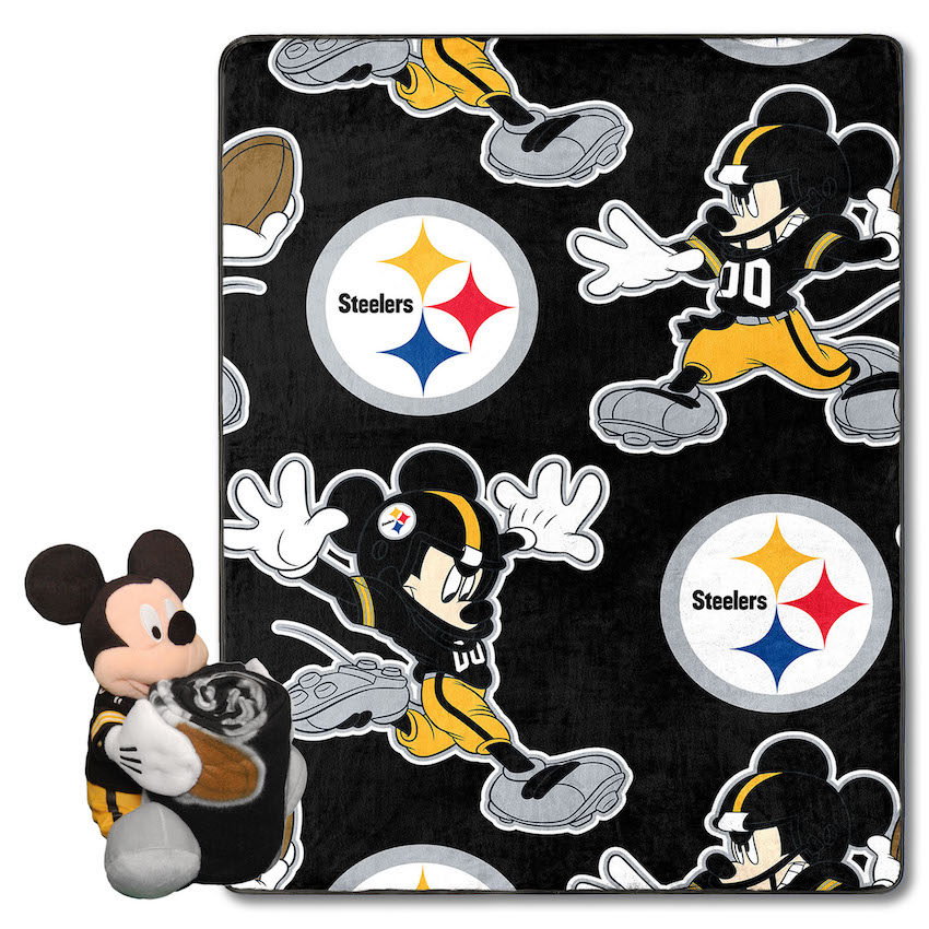 Pittsburgh Steelers Disney Mickey Mouse Hugger and Silk Blanket Set