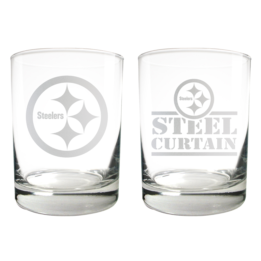 Pittsburgh Steelers 2pc Rocks Glass Set