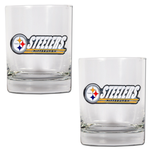 Pittsburgh Steelers NFL Logo 2pc Rocks Glass Set