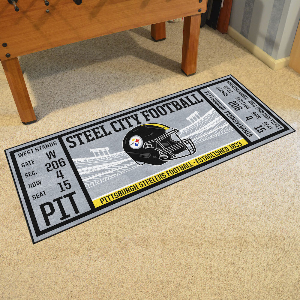 Pittsburgh Steelers 30 x 72 Game Ticket Carpet Runner