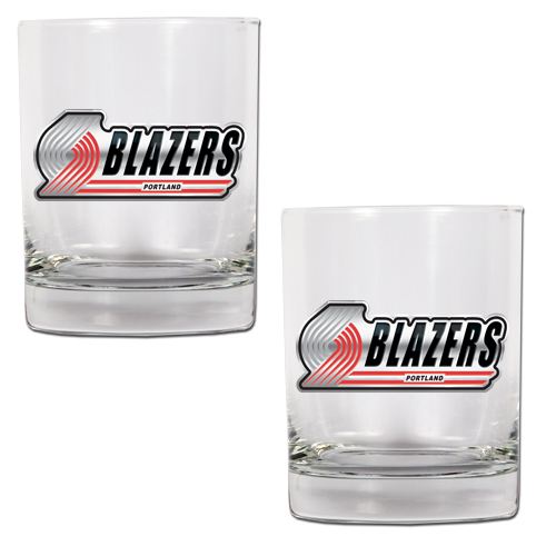 Portland Trail Blazers NBA Logo 2pc Rocks Glass Set