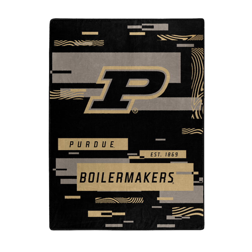 Purdue Boilermakers Large Plush Fleece Raschel Blanket 60 x 80