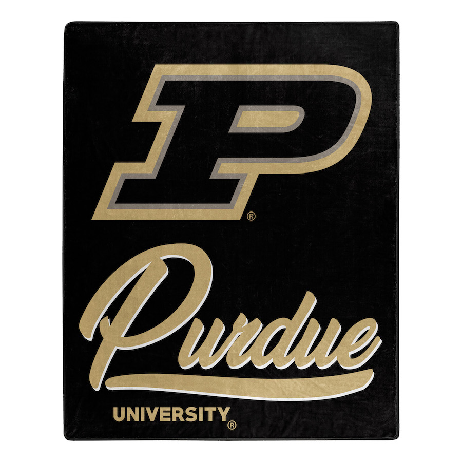 Purdue Boilermakers Plush Fleece Raschel Blanket 50 x 60