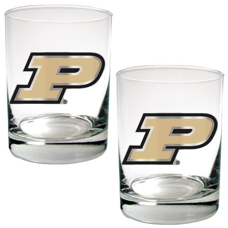 Purdue Boilermakers NCAA Logo 2pc Rocks Glass Set