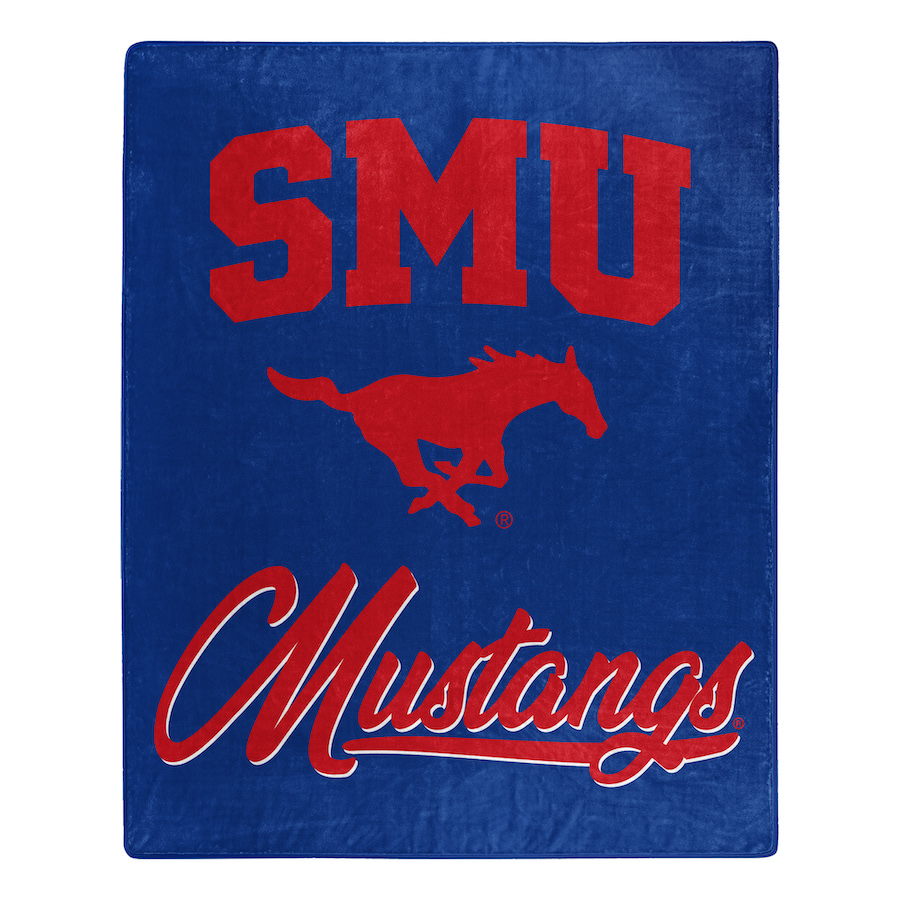 SMU Mustangs Plush Fleece Raschel Blanket 50 x 60